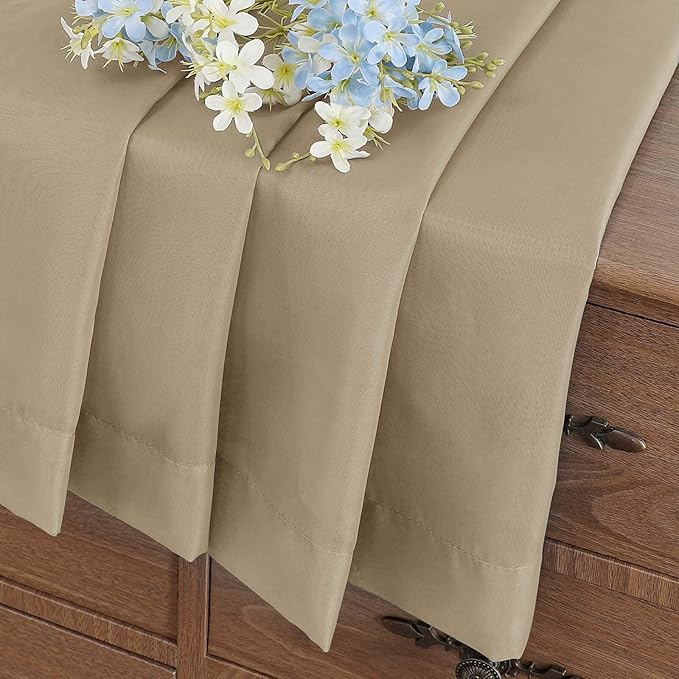 Taupe Sheer Curtains Tier 30 Inches Length 2 Panels Set, Light Filtering Lightweight Soft Window Treatments Drapes, Cute Elegant Cafe Curtains for Nursery, Dual Rod Pocket, 2x42Wx30L Inches