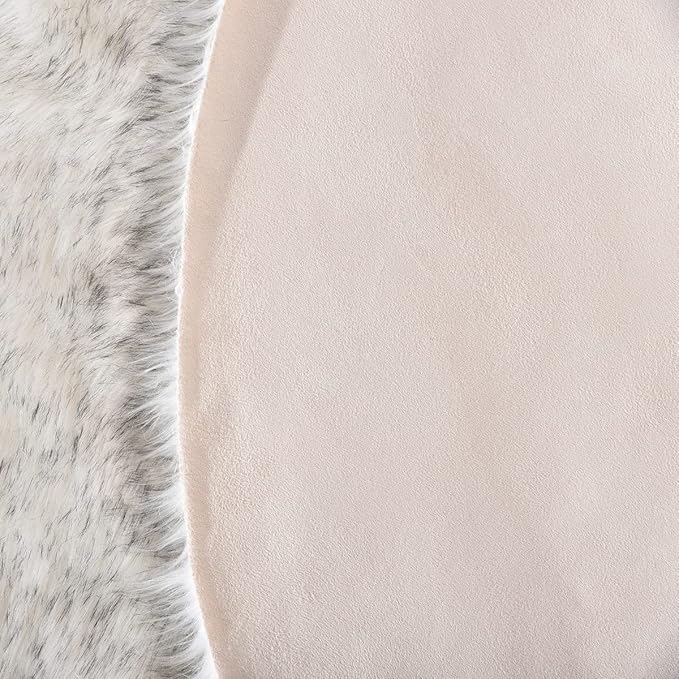 ORINOVA White and Grey Ultra Soft Faux Fur Shaggy Runner Rug 2x6 for Nursery Teen Room Dormitory Living Room Washable Furry Area Rug Décor