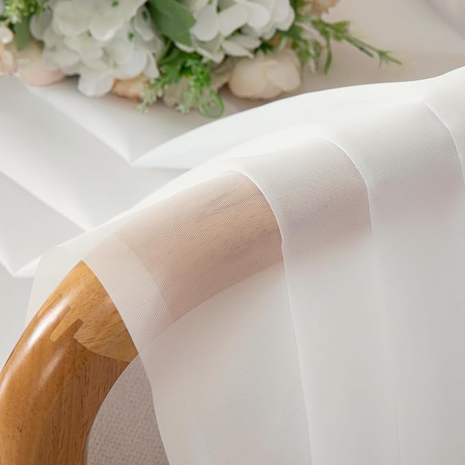 Aiyufeng 2 Pack Ivory Sheer Curtain 84 Inches Long, Light Filtering Airy Voile Drapes for Living Room, Patio, Sliding Door, Each 40" W x 84" L