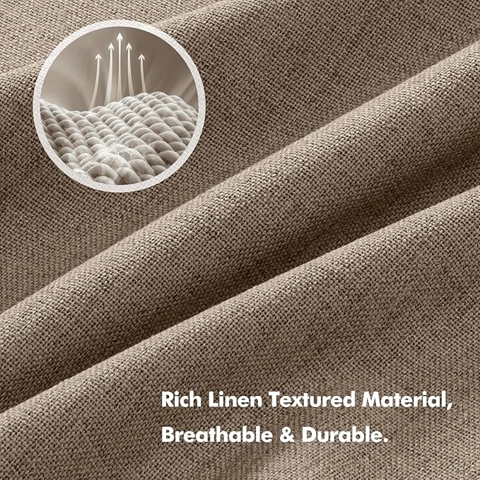 MIULEE 100% Blackout Linen Curtains for Bedroom, Brown Solid Luxury Decor Thermal Insulation Room Darkening Drapes for Living Room Nursery Back Tab Rod Pocket 42 x 90 Inches, 2 Panels