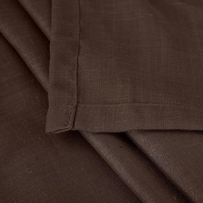 BGment Curtains 48 Inch Length for Short Window, Brown Linen Sheer Drapes for Bedroom Kitchen Cafe Bathroom Decor Lightweight Rustic Country Textured Rod Pocket, 2 Panels Set, Each 42 Inch Wide