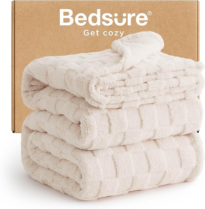 Bedsure GentleSoft King Size Blanket for Bed - Super Soft Cozy Blankets for Kids Girls, Large Fuzzy Fleece Throw for Bedroom Decor, Cream,108x90 Inches