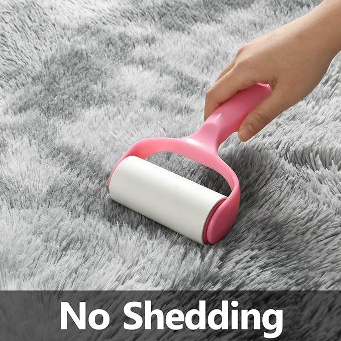 Large Shag Area Rugs 9 x 12, Tie-Dyed Plush Fuzzy Rugs for Living Room, Ultra Soft Fluffy Furry Rug for Bedroom, Indoor Carpet Nursery Rugs for Kids Room Home Decor, Light Grey