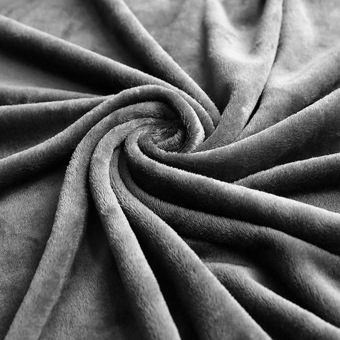 TASTHROW Large Flannel Fleece Throw Blanket, 90×90 Inch - Cozy Lightweight Thick Blanket - All Seasons Suitable for Women, Men and Kids (Grey)