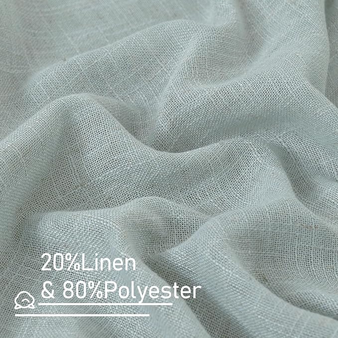 LAMIT Greyish Blue Linen Curtains for Living Room, 78 Inch Faux Linen Textured Light Filtering Drapes Back Tab and Rod Pocket Boho Panels for Farmhouse/Bedroom/Porch, 52 x 78 Inch, 2 Panels Set