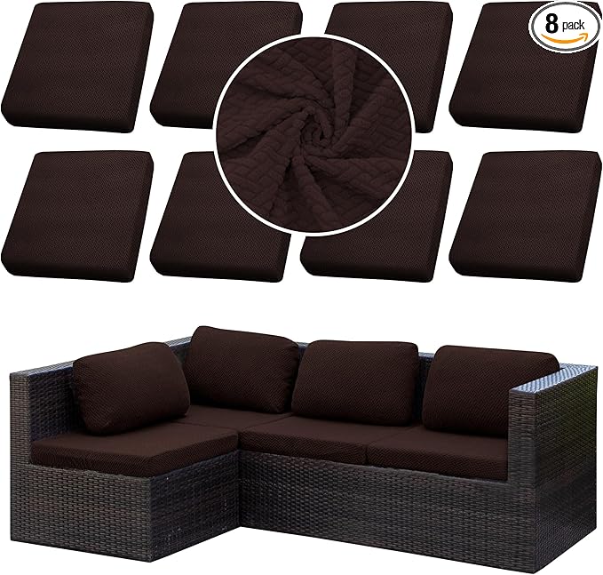 Outdoor Cushion Covers Set,8PCS Patio Furniture Couch Seat Slipcovers, Replacement for Sofa Sectional Chair(Cover，Only)