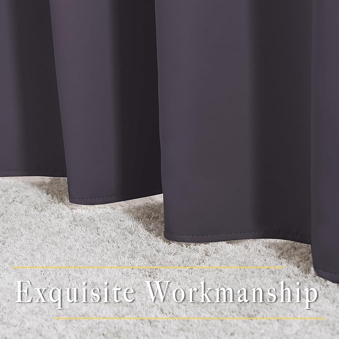NICETOWN Bedroom Blackout Curtains and Drapes 54" L - Window Treatment Thermal Insulated Solid Grommet Blackout Draperies for Home Office (Greyish Purple, 2 Panels=92" Wide)
