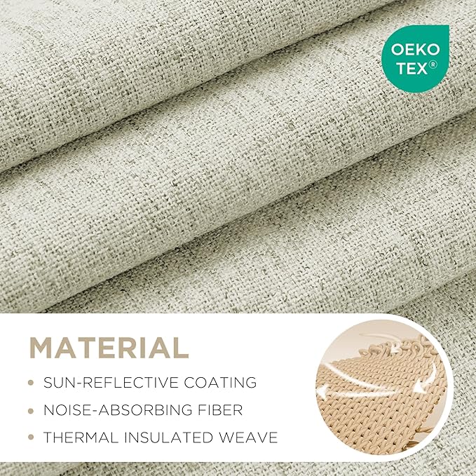 Joydeco Blackout Curtains for Bedroom - 90 Inch Long 100% Light Blocking 2 Panels Light Beige Drapes, Thermal Insulated Room Darkening Curtains, Linen Textured for Living Room, Rod Pocket & Back Tabs