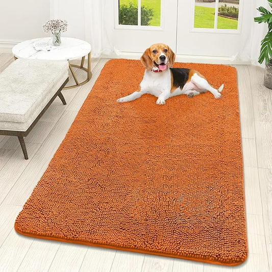 OLANLY Dog Door Mat for Muddy Paws 59x32, Absorbs Moisture and Dirt, Absorbent Non-Slip Washable Doormat, Quick Dry Chenille Mud Mat for Dogs, Entry Indoor Entryway Carpet for Inside Floor, Clay