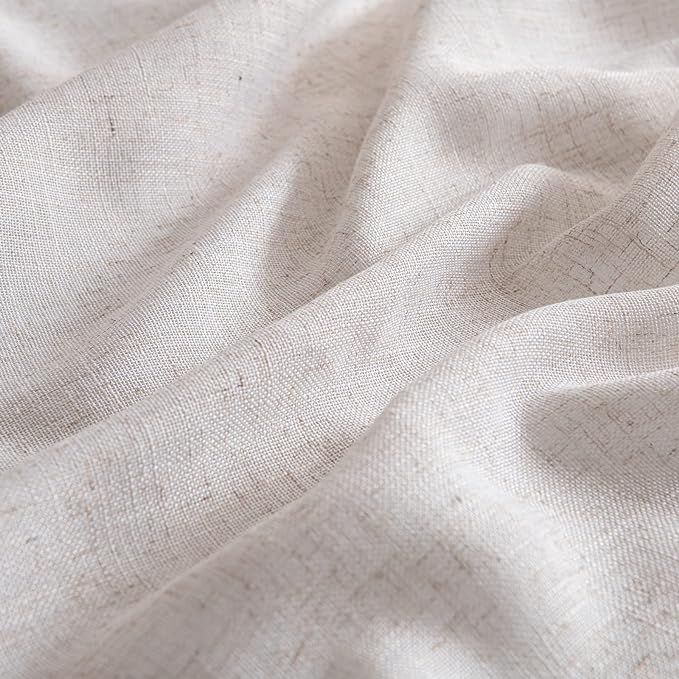 MIULEE Natural White Linen Curtains 78 Inch Length 2 Panels for Bedroom Living Room, Soft Thick Linen Textured Window Drapes Semi Sheer Light Filtering Back Tab Rod Pocket Burlap Look Decor