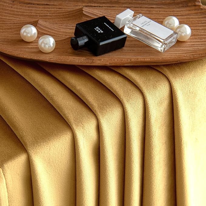 MIULEE Velvet Curtains Golden Elegant Grommet Thermal Insulated Soundproof Room Darkening Curtains/Drapes for Classical Living Room Bedroom Decor 52 x 90 Inch Set of 2