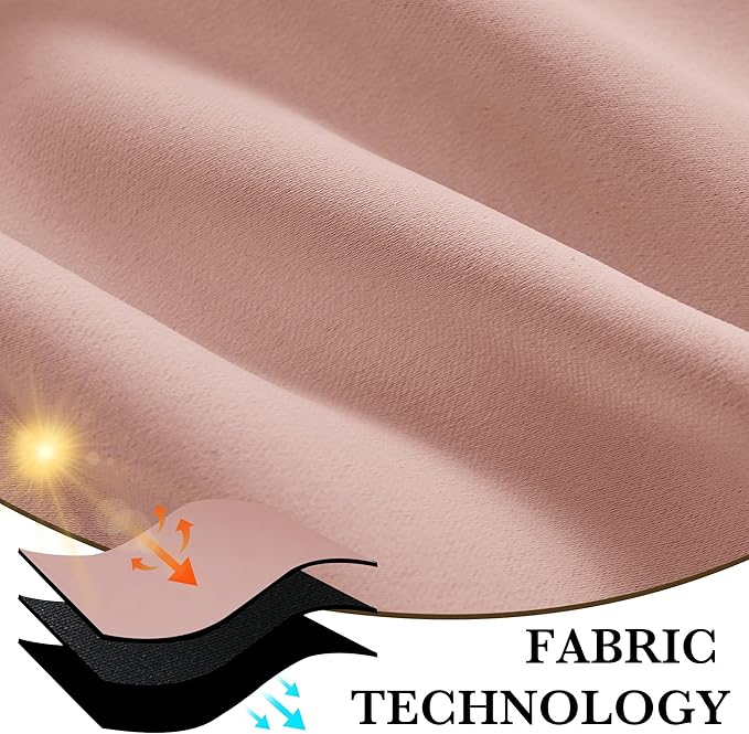 RYB HOME Bedroom Blackout Curtains 54 inches Long, 100% Blackout Thermal Insulated Noise Reducing Curtains for Living Room Nursury, 42 inches Wide by 54 inches Long, Peach Pink