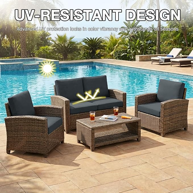 hyha 14Pcs Patio Cushion Covers, Stretch Outdoor Couch Cushion Covers, Washable Outdoor Chair/Sofa Slipcovers for Patio Furniture Cushions Protector with Elastic Bottom(Dark Gray,Cover Only)