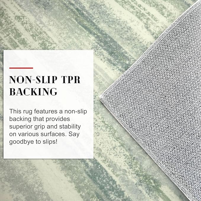 Lansny Modern Abstract Runner Rug 2x6, Sage Green Grey Washable Entryway Runner Non-Slip Soft Hallway Rug Runner Thin Print Faux Wool Carpet for Kitchen Bedroom Laundry Room Indoor