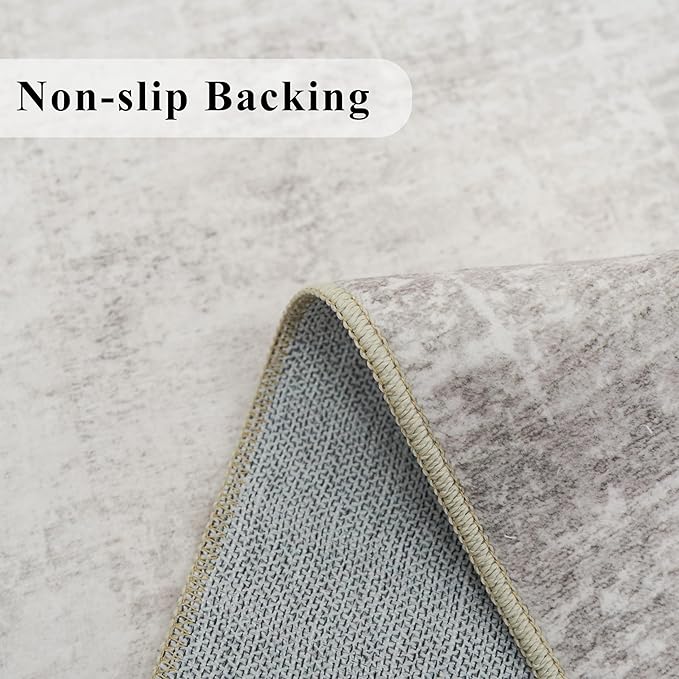 HAOYUNLAI 2x3 Entryway Area Rug: Washable Kitchen Bedroom Carpet Soft Abstract Laundry Bathroom Rugs with Non-Slip Backing Easy-Clean Distressed Home Decor Floor Mat for Pets Family (2x3,Beige/Cream)