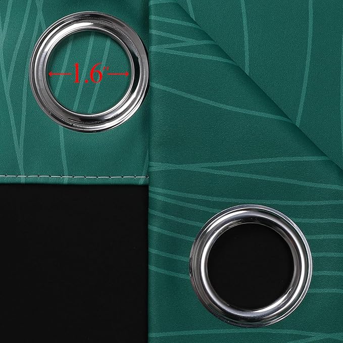 Estelar Textiler Green and Greyish White Blackout Curtains for Kids Room, Full Room Darkening Grommet Ombre Curtains for Bedroom, Thermal Insulated Light Blocking Gradient Drapes, 52Wx63L, 2 Panels