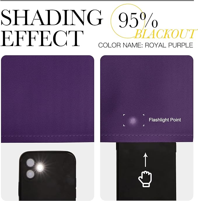 NICETOWN Purple Blackout Curtains 78 inches Long, Niose Reducing and Thermal Insulated Room Darkening Curtains for Girls Bedroom Living Room Window Decoration (55 inches Wide, 2 Panels)