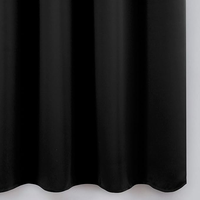 LEMOMO Black Blackout Curtains 34 x 84 Inch Length/Set of 2 Curtain Panels/Thermal Insulated Room Darkening Blackout Curtains for Bedroom