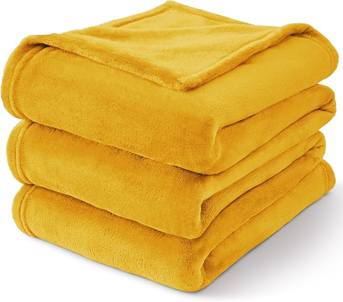 BEDELITE Fleece Blanket Yellow Throw Blanket for Couch & Bed, Luxury Plush Cozy Fuzzy Blanket 50" x 60", Super Soft Warm Lightweight Throw Blanket for Travel Camping