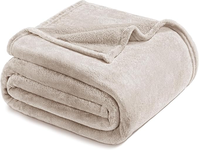 Exclusivo Mezcla Fleece Blankets Queen Size for Bed, Super Soft and Warm, All Season, Cozy, Plush, Lightweight, 90x90 Inches, Camel