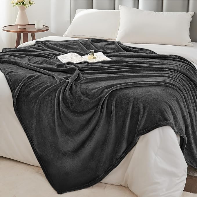 BEDELITE Fleece Blanket Charcoal Grey Throw Blankets for Couch & Bed, Luxury Plush Cozy Fuzzy 50x60 inches, Super Soft Warm Lightweight Throw for Travel Camping