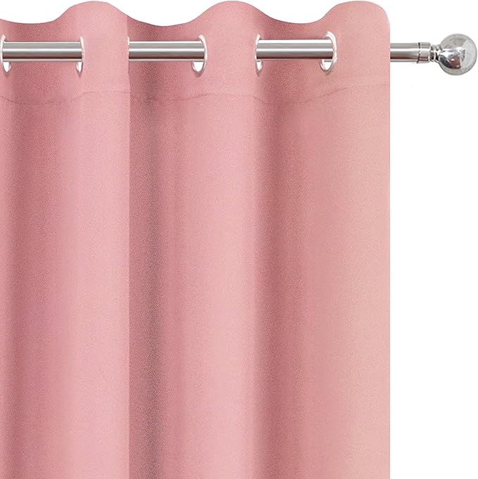 LEMOMO Blackout Curtains 66 x 84 inch/Pink Curtains Set of 2 Panels/Thermal Insulated Room Darkening Bedroom Curtains