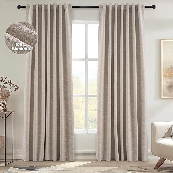 Topfinel 108 Inch Curtains 2 Panel Set Boho Brown Modern Decorative Dark Out Curtains for Bedroom Heat and Cold Blocking Window Coverings 9FT High Ceiling Extra Long Drapes for Living Room with Hooks