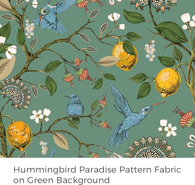 Topfinel Blackout Curtains 63 Inch Length 2 Panels, Cottagecore Tropical Forest Leaf Flower Hummingbird Lemon Patterned Energy Efficient Grommet Cute Green Drapery Treatment Nursery Classroom