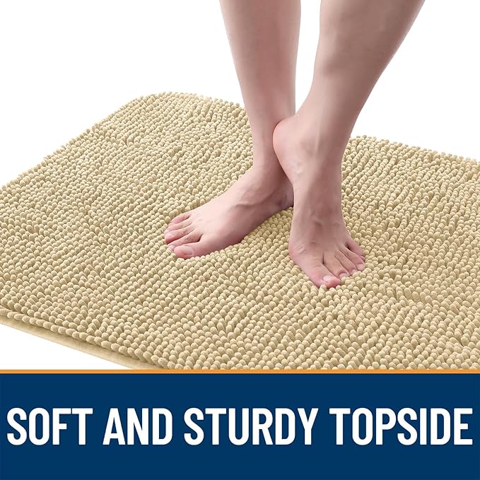 OLANLY Dog Door Mat for Muddy Paws 59x35, Absorbs Moisture and Dirt, Absorbent Non-Slip Washable Doormat, Quick Dry Chenille Mud Mat for Dogs, Entry Indoor Entryway Carpet for Inside Floor, Sand