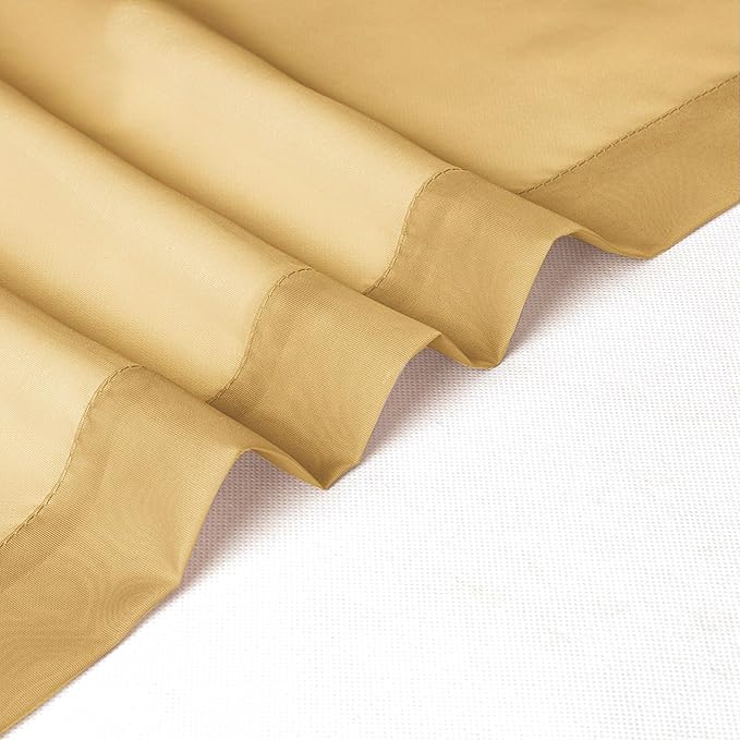 Chyhomenyc Gold Sheer Curtains 30 inch Length 2 Panels, Light Filtering Voile Rod Pocket Short Window Curtians for Bathroom Living Room Farmhouse Small Windows, 42Wx30L inches