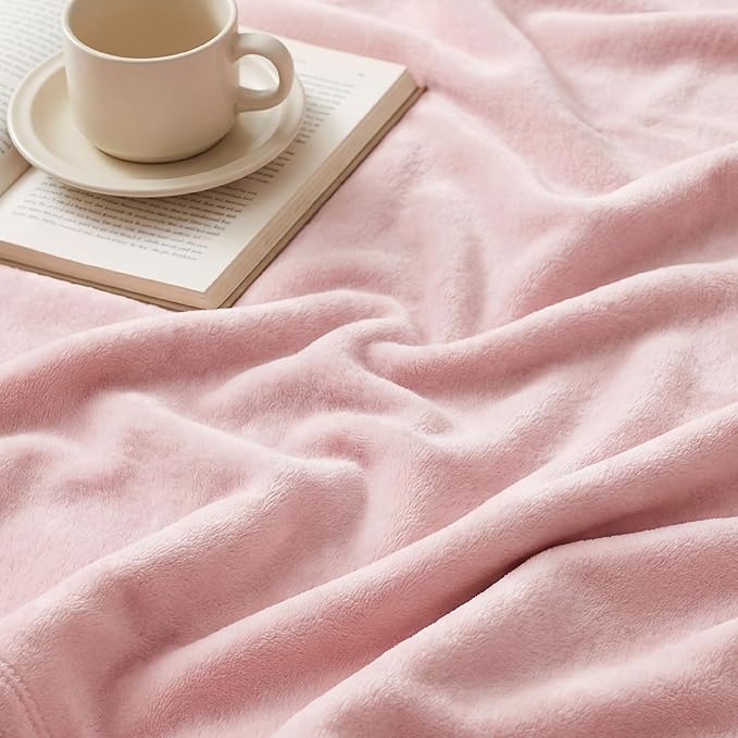 Bedsure GentleSoft Pink Fleece Blankets Queen Size - Bed Blanket Soft Lightweight Plush Fuzzy Cozy Luxury Microfiber, 90x90 inches