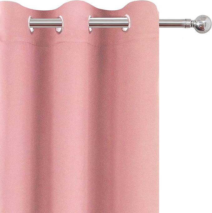LEMOMO Pink Blackout Curtains 34 x 84 Inch Length/Set of 2 Curtain Panels/Thermal Insulated Room Darkening Blackout Curtains for Bedroom