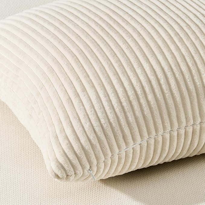 Topfinel Decorative Beige Throw Pillow Covers Cushion Cases, Set of 4 Soft Velvet Modern Double-Sided Designs, Natural Home Decor, Pillow Inserts Not Included (12x12 inch)