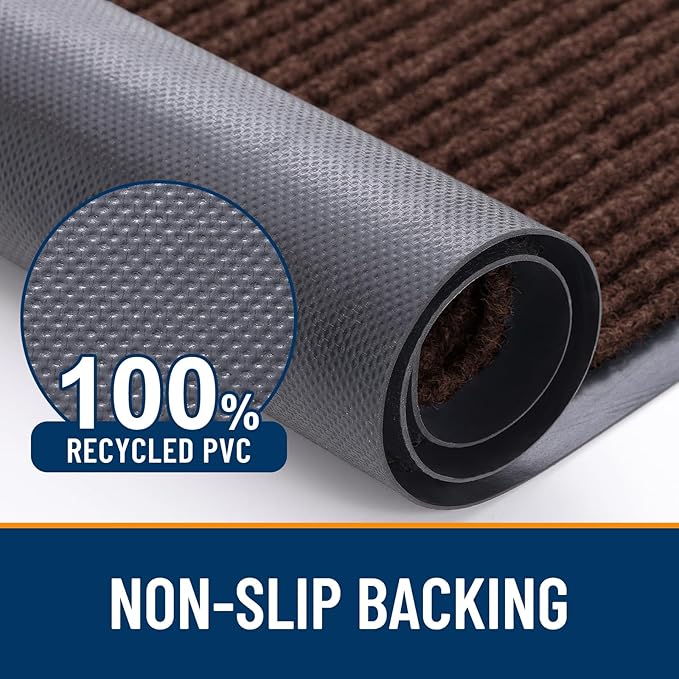 OLANLY Front Door Mat Indoor Outdoor Entrance, Waterproof Heavy Duty Doormat, Fade Resistant, Low Profile, Easy Clean Patio Porch Welcome Floor Mats for Entry, 59x30, Brown