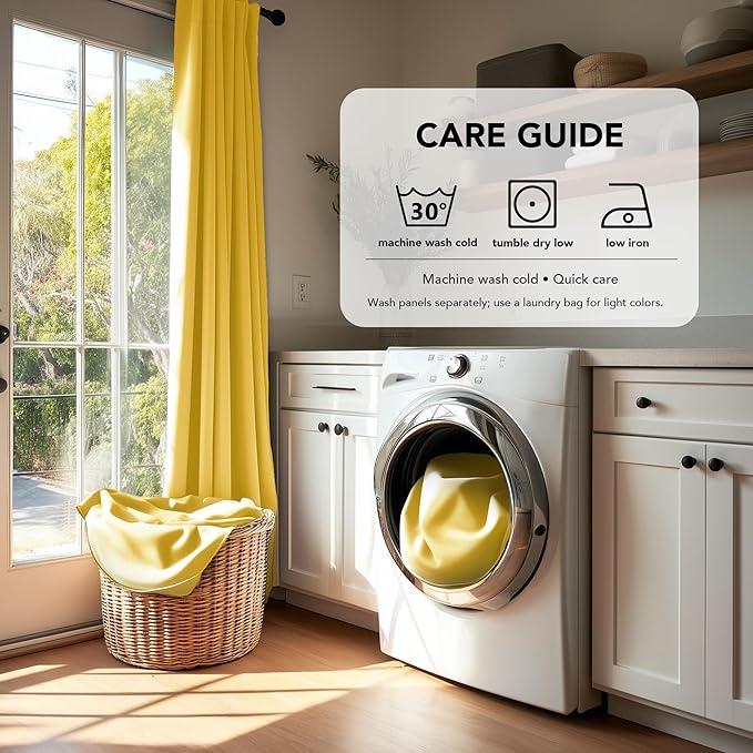 Deconovo Short Blackout Curtains for Small Windows Thermal Insulated Rod Pocket and Back Tab Curtains 42Wx45L Inch Mellow Yellow 2 Panels