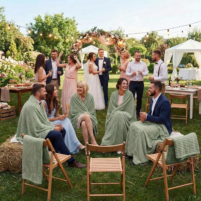 Buryeah 12 Pcs Flannel Throw Blanket Bulk 50 x 60 in Sleepover Blanket Outdoor Wedding Throw Lightweight, Oeko-tex Standard 100 Certified for Sofa Homeless Gifts (Olive Green)