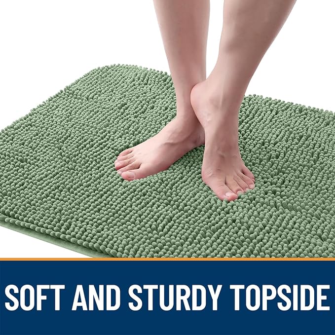 OLANLY Dog Door Mat for Muddy Paws 48x30, Absorbs Moisture and Dirt, Absorbent Non-Slip Washable Doormat, Quick Dry Chenille Mud Mat, Entry Indoor Entryway Carpet for Inside Floor, Olive Green