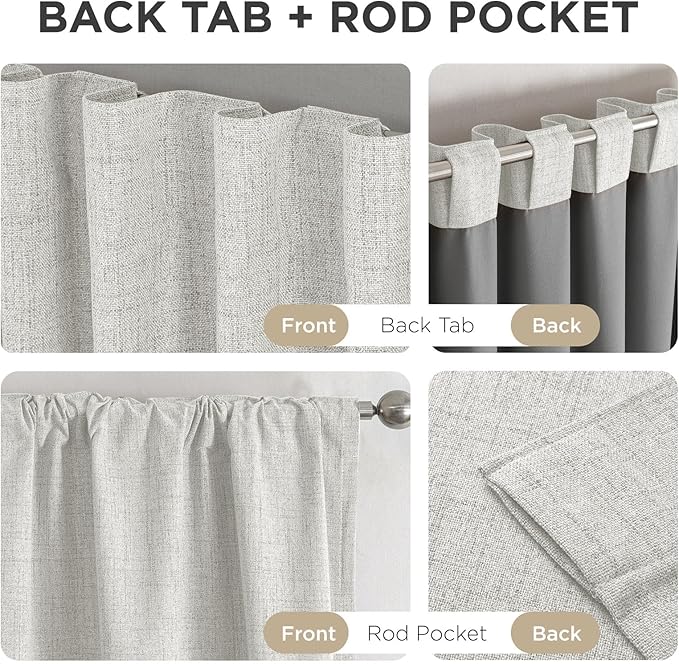 Joydeco Linen Blackout Curtains for Bedroom - 100% Light Blocking 1 Panels, White Drapes 100" W x 96" L, Thermal Insulated Room Darkening Curtains for Living Room, Rod Pocket & Back Tabs