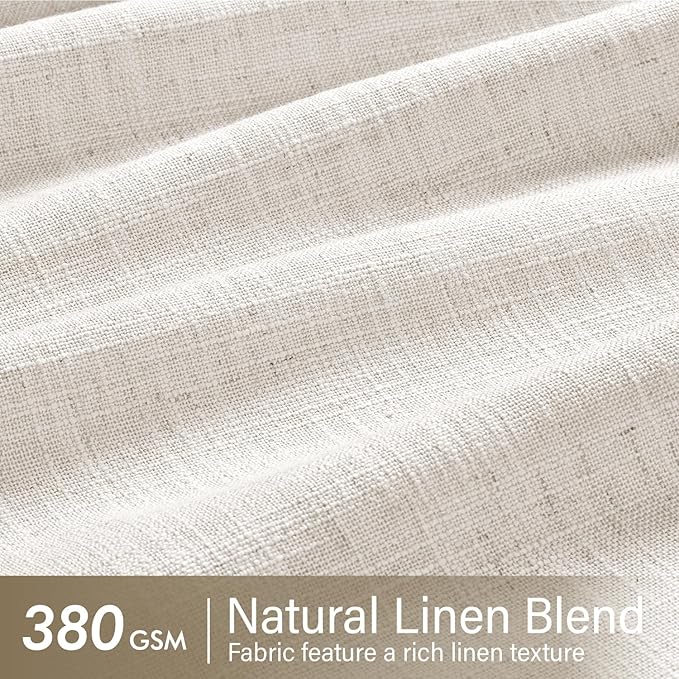 MIULEE Pinch Pleated Thick Linen Curtains 92 Inches Long 2 Panels for Living Room Bedroom, Pinch Pleat Drapes Back Tab Light Filtering Floor to Ceiling Semi Sheer Natural Farmhouse Window Curtains