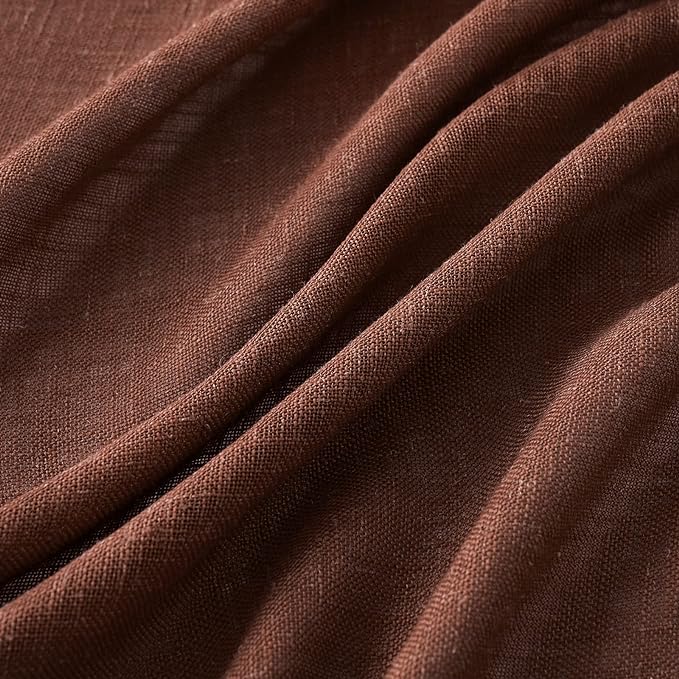 MIULEE Chocolate Brown Linen Curtains 108 Inches Long for Bedroom Living Room, Soft Thick Linen Textured Window Drapes Semi Sheer Light Filtering Rod Pocket Back Tab Burlap Look, 2 Panels