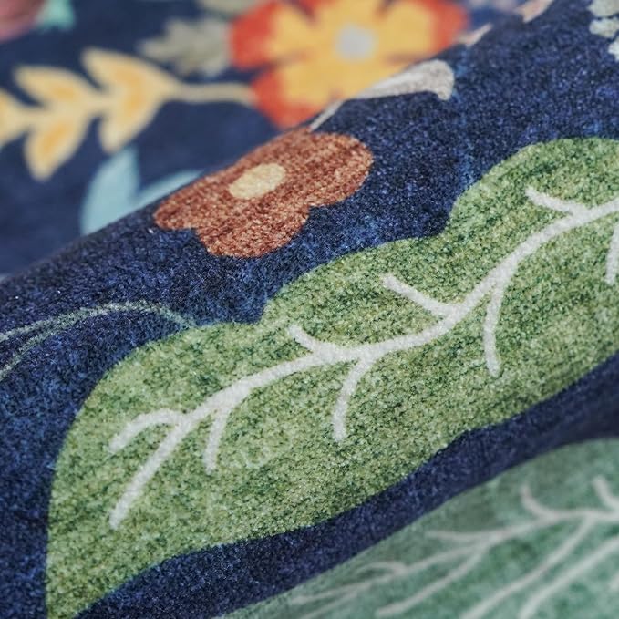 Washable Non-Slip Runner Rug 2x8: Water-Resistant Floral Kitchen Rug Indoor Low Pile Floor Mat for Living Room Bedroom Dining Room Ultra Soft Stain-Resistant Carpet for Pets Kids Family(2x8,Purple)