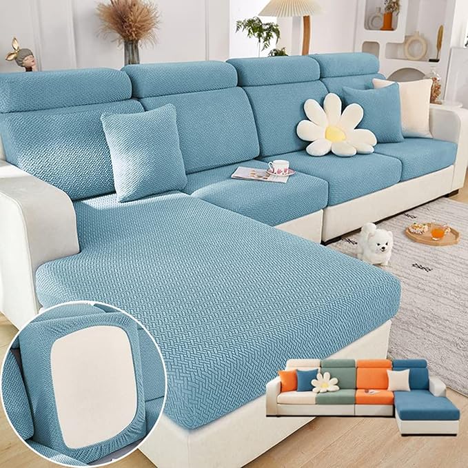 Soothing Home Sofa Covers, Sofa Hero Covers, Wear-Resistant Universal Couch Covers Washable Stretch Sectional Couch Cushion Covers (Light Blue,Pillow Cover)