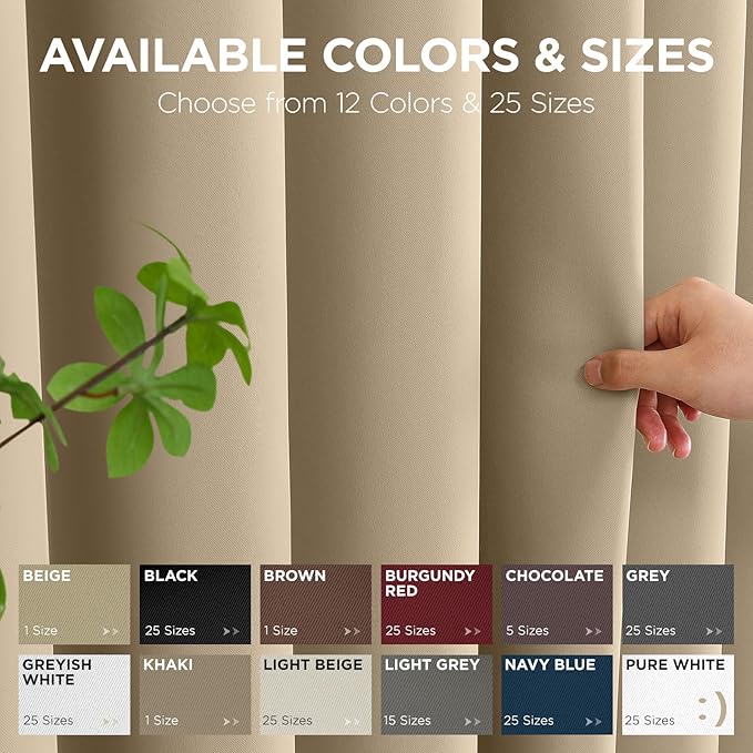 Joydeco Blackout Patio Sliding Door Curtains 108 Inches Long, Grommet Privacy Room Divider Curtains, Extra Wide Thermal Blackout Drapes for Bedroom Living Room (Light Beige, 70Wx108L, 1 Panel)