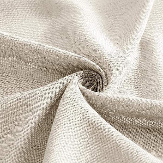 MIULEE Cream Linen Curtains 54 Inch Length 2 Panels for Bedroom Living Room, Soft Linen Textured Window Drapes Semi Sheer Light Filtering Back Tab Rod Pocket Farmhouse Modern Burlap Look Decor