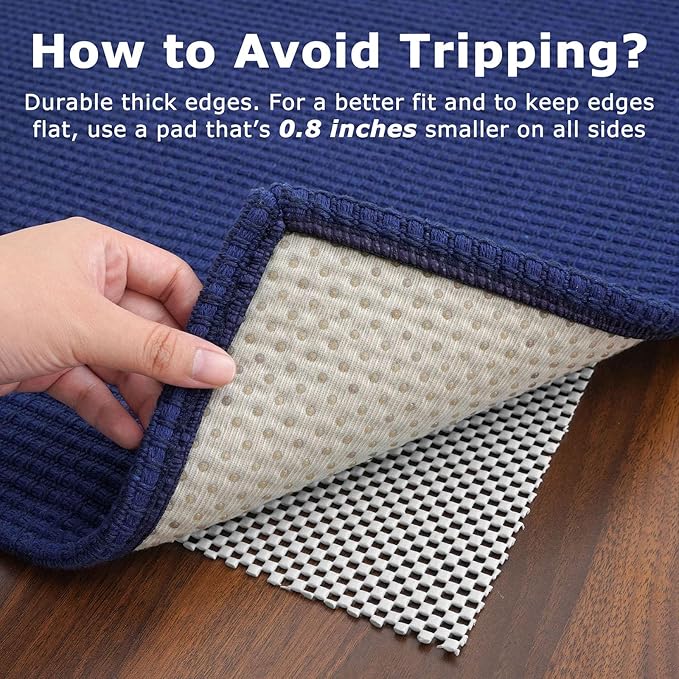 KOZYFLY Runners for Hallways 2x6 ft Washable Kitchen Runner Non Slip Rubber Backed Hall Runners Cotton Entryway Runner Rugs Floor Carpet for Indoor Backdoor Bedroom Kitchen, Royal Blue/Navy