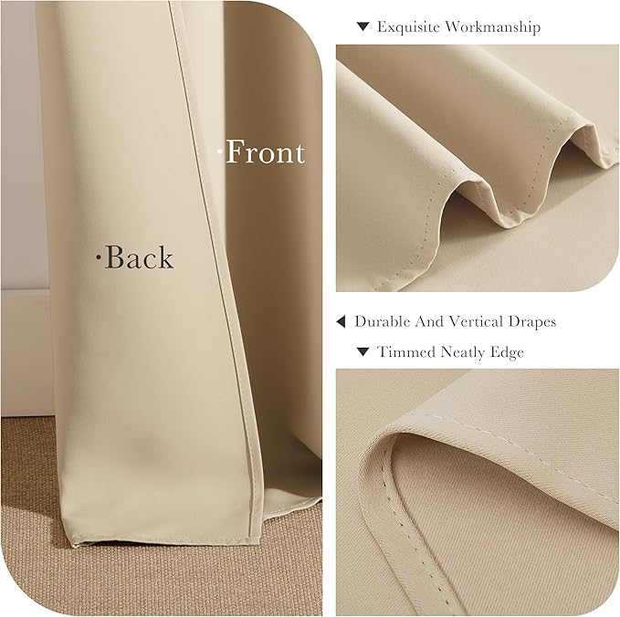 Pony Dance Blackout Curtains for Bathroom - Solid Light Window Decor for Kitchen/Bedroom, RV Drapes for Camper Windows, 34x45 inch, 2 Curtain Panels, Biscotti Beige
