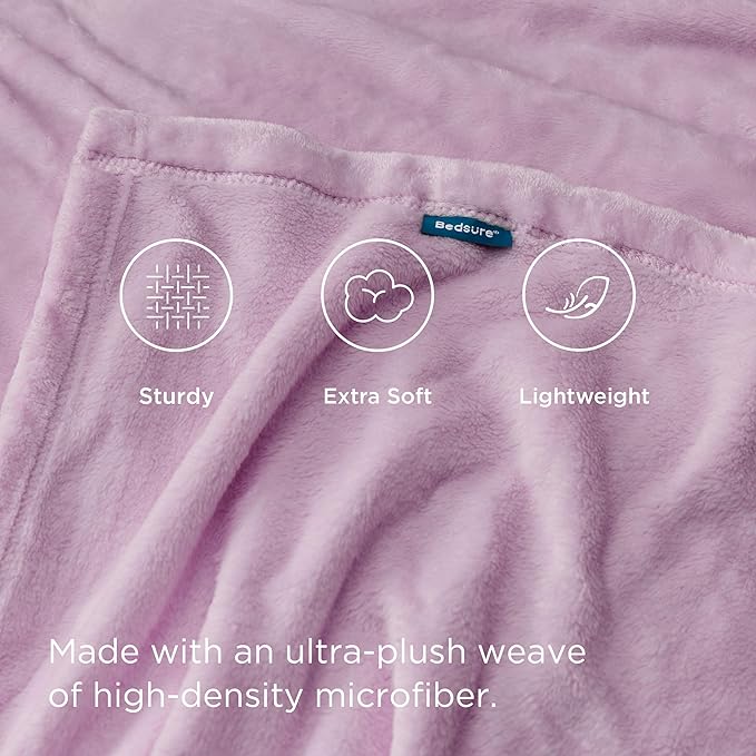 Bedsure GentleSoft Twin XL Fleece Blanket Dorm Bedding - Lightweight Soft Cozy Blankets for Bed, Sofa, Couch, Travel, Camping, Lilac, 66"x90"