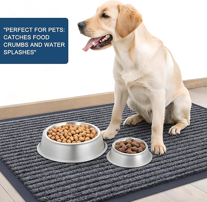 OLANLY Front Door Mat Indoor Outdoor Entrance, 2-Pack 47 x 32 Inch, Waterproof Heavy Duty Doormat, Fade Resistant, Low Profile, Easy Clean Patio Porch Welcome Floor Mats for Entry, Grey