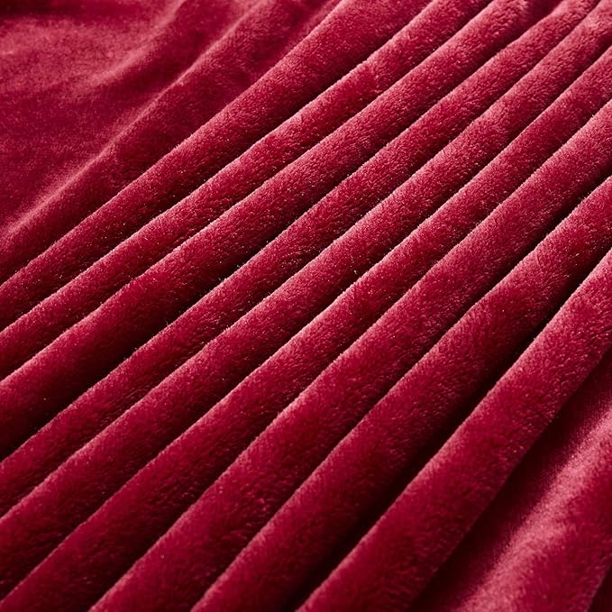 TASTHROW Large Flannel Fleece Throw Blanket, 90×90 Inch - Cozy Lightweight Thick Blanket - All Seasons Suitable for Women, Men and Kids (Burgundy)