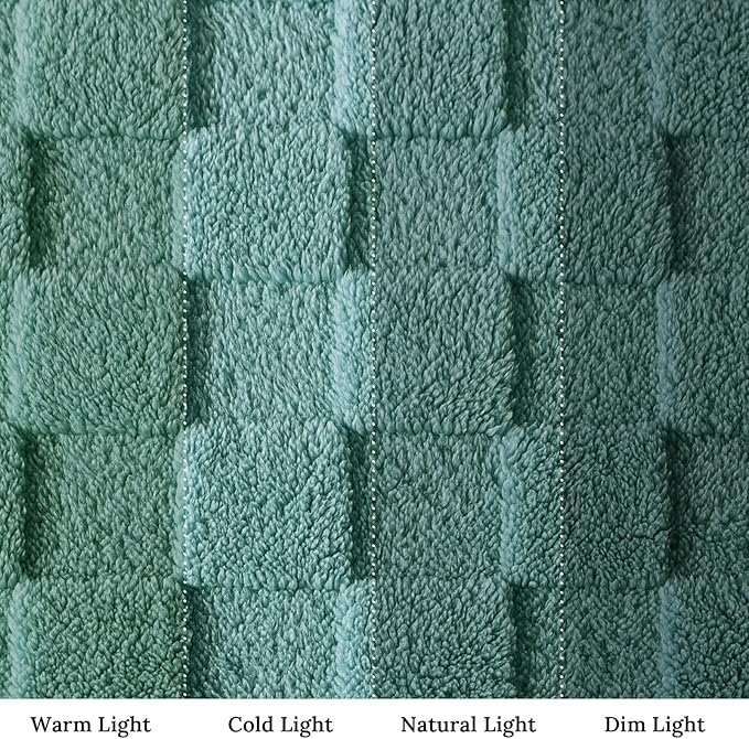 Exclusivo Mezcla King Size Flannel Fleece Blanket, Super Soft and Warm Lightweight Checkered Pattern Blankets for All Seasons, 90x104 Inches, Celadon